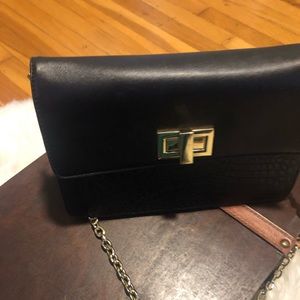 BEBE crossbody Black w gold chain Matte/textured.